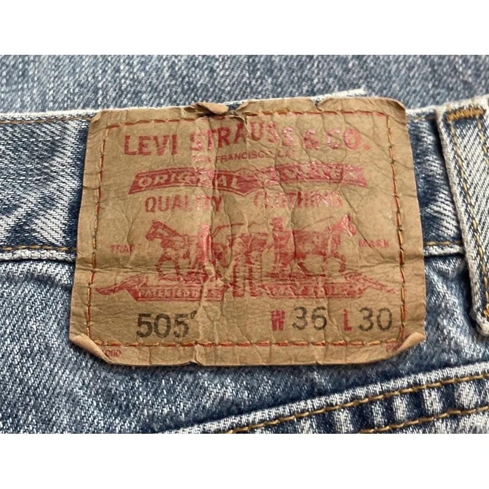 Levi's 505 Denim Jeans Men's 36x30 Regular Fit Straight Leg Med Wash Relaxed 2